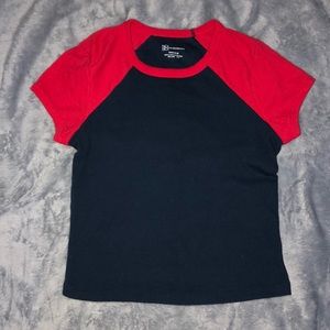 Army blue and red shirt